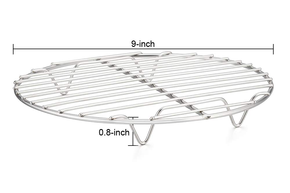 TeamFar Round Cooling Rack Set of 4, 9 Inch Round Wire Rack Stainless Steel Baking Steaming Roasting Rack Set, Healthy & Sturdy, Mirror Finish & Rust Resistant, Oven & Dishwasher Safe