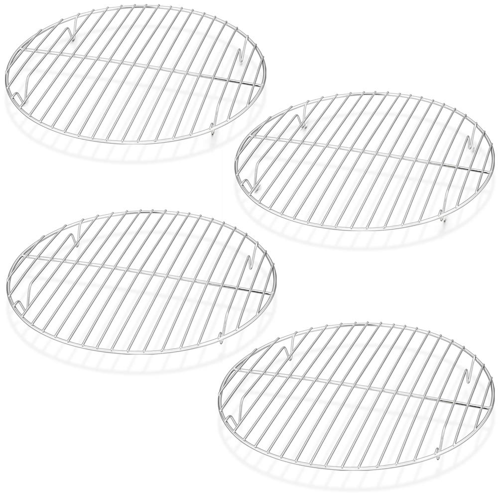 TeamFar Round Cooling Rack Set of 4, 9 Inch Round Wire Rack Stainless Steel Baking Steaming Roasting Rack Set, Healthy & Sturdy, Mirror Finish & Rust Resistant, Oven & Dishwasher Safe