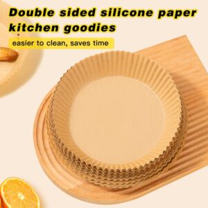 Air Fryer Disposable Parchment Paper Liner: 6.3 or 7.9 Inch 100PCS Round Unbleached Silicone Paper for 4QT to 10QT Airfryer Toaster Oven Basket (7.9Inch（100PCS）)