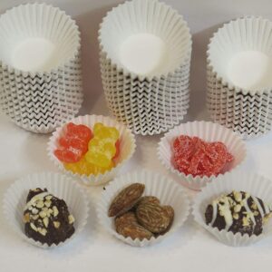 Decony Mini White Baking Cups Cupcake Liners ,candy cups - 1" X 3/4" ideal use for holding truffles , chocolate covered strawberries , candy and nuts - 1000 pc.