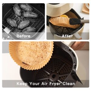 Air Fryer Liners, Air Fryer Disposable Paper Liner, Large Size 100PCS 7.9-inch, Non-stick Round Baking Paper, Oil-proof Water-proof, Food Grade Parchment for Baking