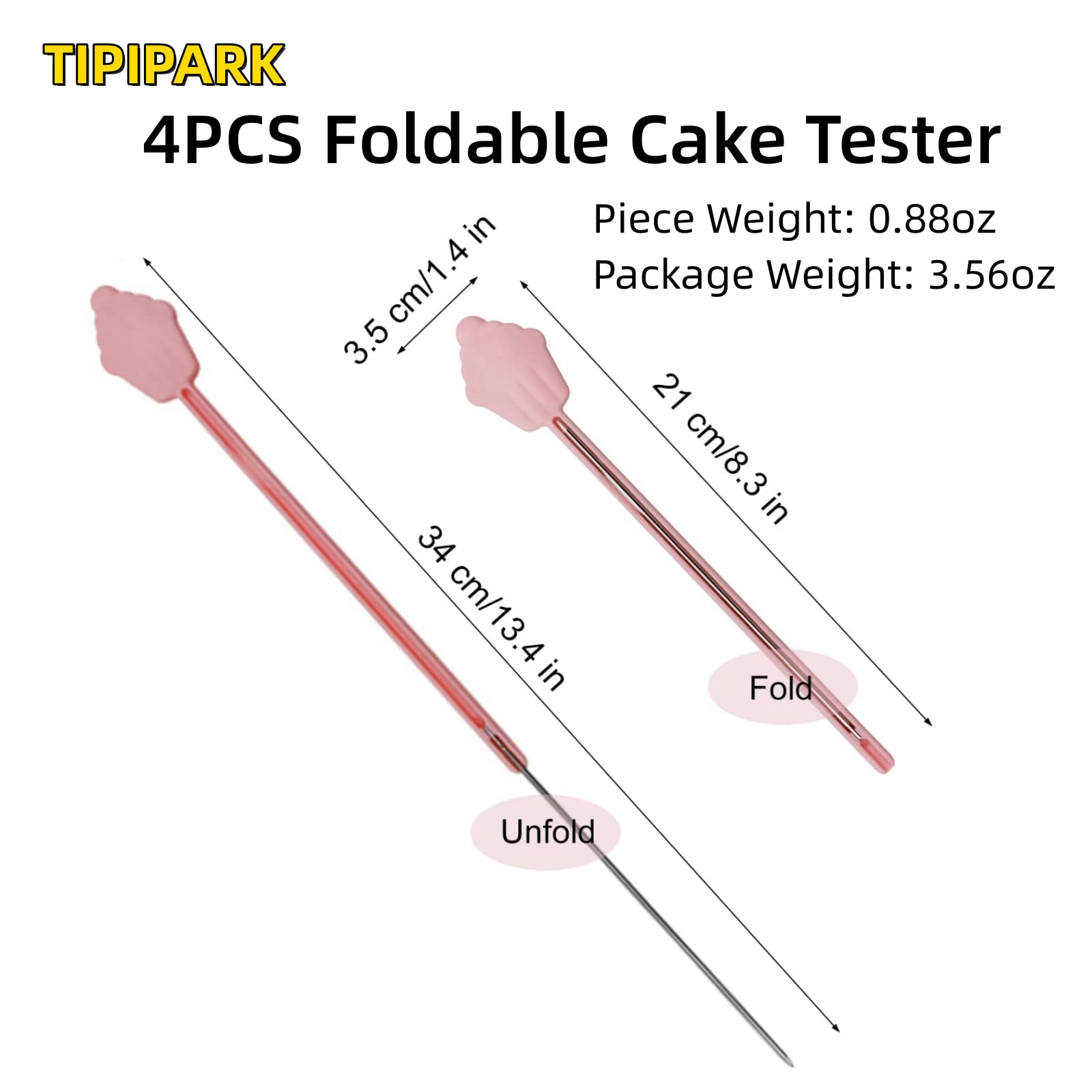 4 Pcs Cake Tester - Foldable Cake Testers for Baking Doneness Stainless Steel Stick Needle for Chiffon Cakes Baking Tools