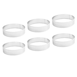 4 inch tart ring, 6 piece, stainless steel