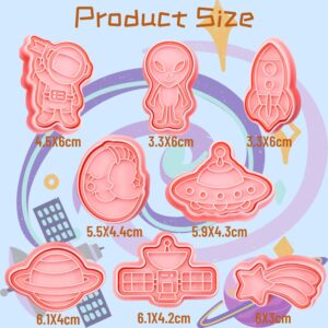 Crethinkaty Space Cookie Cutter-8 Plastic Cookie Stamp-Space Cartoon Fun Cookie Cutter Set, Children's Baking Set.