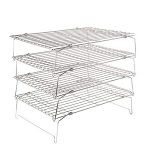 flagship cooling baking rack set of 4, 100% 304 stainless steel wire baking rack, stackable cooling cooling roasting cooking - 14.4''x10.43''