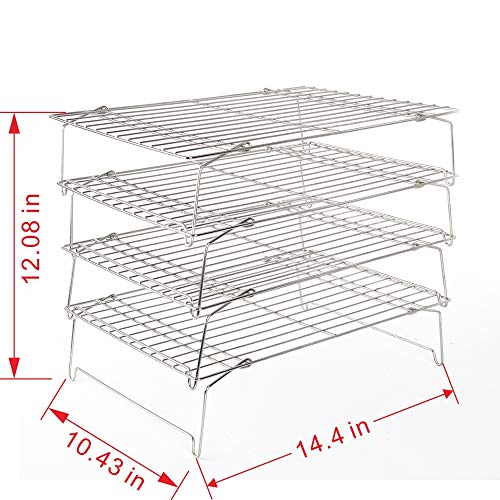 Flagship Cooling Baking Rack Set of 4, 100% 304 Stainless Steel Wire Baking Rack, Stackable Cooling Cooling Roasting Cooking - 14.4''x10.43''