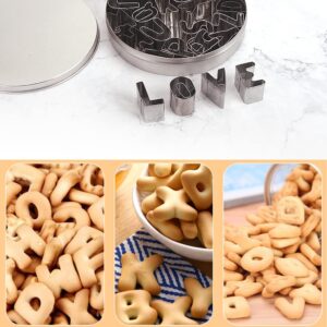 ofone Small Alphabet Cookie Cutters(A - Z), 26 Pcs Fondant Letter Cutters Stainless Steel Mini Biscuit Cutter Shapes for Baking Cakes Pastry Polymer Clay Fruits