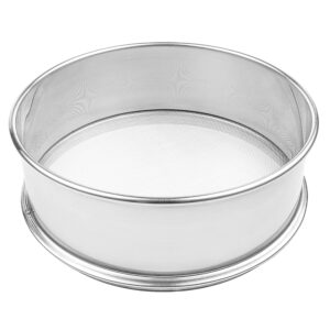 vollum stainless steel flour sifter fine mesh round flour sifter for baking 8" diameter x 2.5" high; mesh-hole size 0.85mm