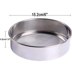 LOVEDAY 6" Flour Sieve Stainless Steel Round Flour Sieve Strainer with 40 Mesh (6 Inch, 18/8 Steel) Flour Sieve