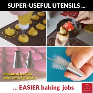 Macaron Baking Kit with Silicone Baking Mats and PRINTED STEP BY STEP GUIDE | Macaroon Kit 8 PCS | TAILORED FOR STARTERS | Macaron Mats with Ridged Circles for Easy Piping | Macaroon Baking Supplies