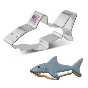 great white shark cookie cutter, 4" made in usa by ann clark