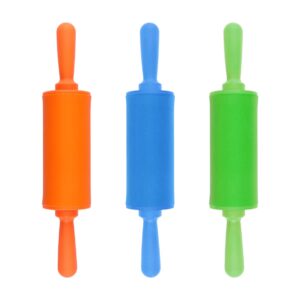 stobok mini rolling pins, kids diy rolling pin dough tools for home kitchen children, pack of 3 (random color)