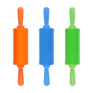 STOBOK Mini Rolling Pins, Kids DIY Rolling Pin Dough Tools for Home Kitchen Children, Pack of 3 (Random Color)