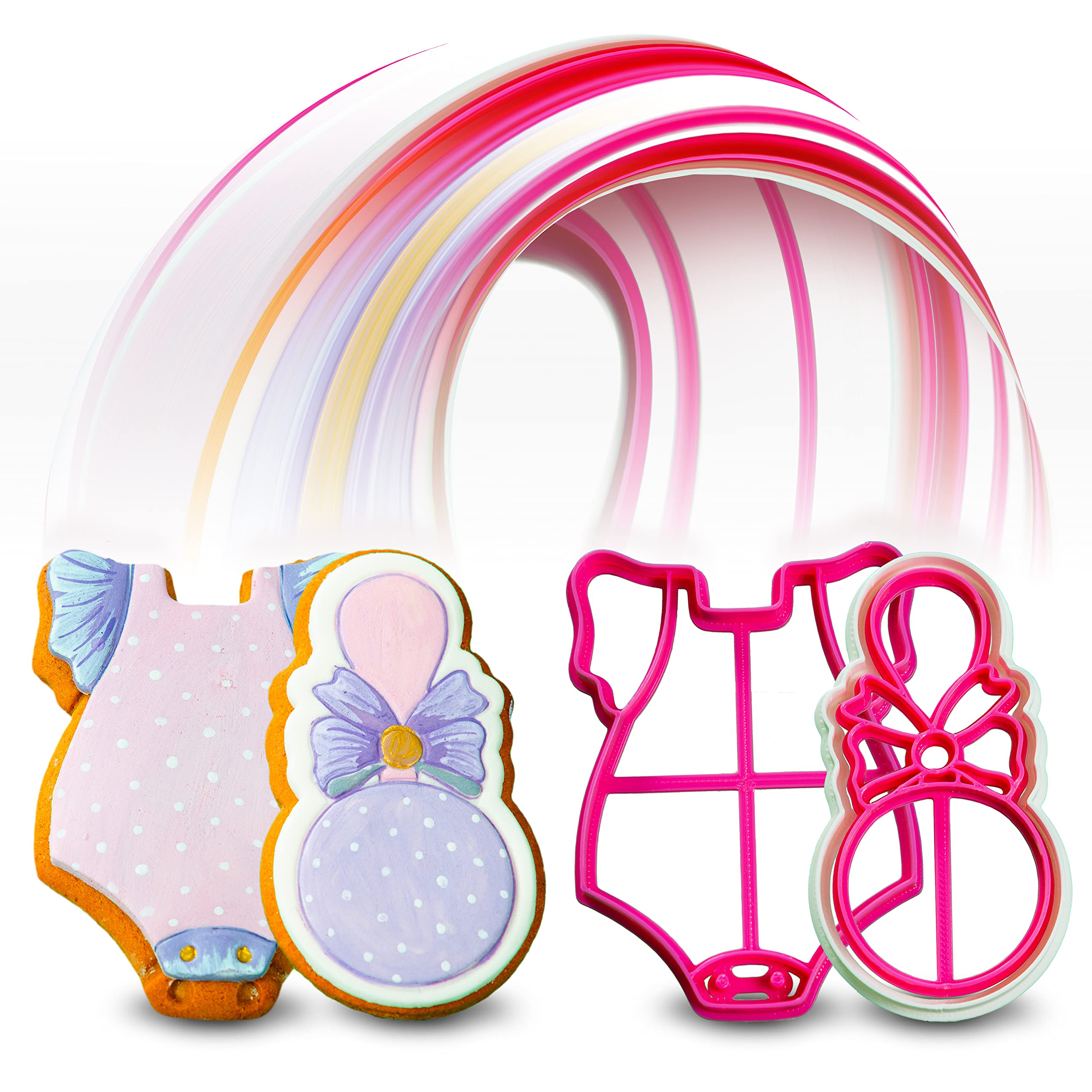 Cookie Cutter by 3DForme, Set Onesies & Rattle Cake Fondant Frame Mold for Buscuit