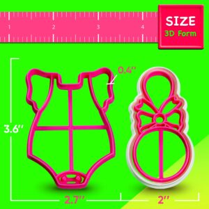 Cookie Cutter by 3DForme, Set Onesies & Rattle Cake Fondant Frame Mold for Buscuit