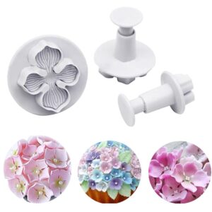 inspee 3 pieces hydrangea flower fondant plunger cutters sugarcraft cake cookie cutter decorating mold tools