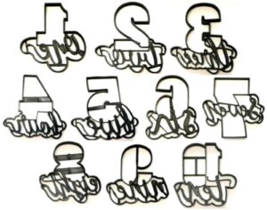 numbers with words 1 one through 10 ten detailed numbers set of 10 cookie cutters made in usa pr1157