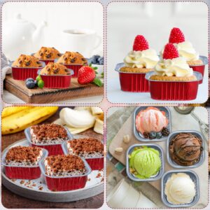 100 Set Aluminum Foil Baking Cups 10 oz Cupcake Liners with lids Disposable Mini Dessert Cups Cupcake Ramekins Containers Square for Cake Muffin Souffle Pudding Wedding Birthday Favor