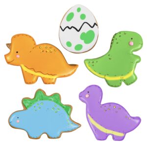 Dinosaur Cookie Cutters 5-Pc. Set Made in USA by Ann Clark, T-rex, Brontosaurus, Stegosaurus, Triceratops, Dino Egg