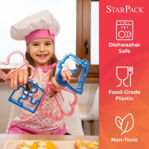 StarPack Sandwich Cutters for Kids - Includes 4 Sandwich Cutters - Each Bread Cutter & Sandwich Cutter for Kids Varies in Cute Color & Shape - Easy Crust Cutter Sandwich Fun for Bento Lunch Box