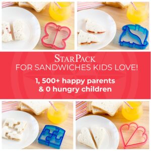 StarPack Sandwich Cutters for Kids - Includes 4 Sandwich Cutters - Each Bread Cutter & Sandwich Cutter for Kids Varies in Cute Color & Shape - Easy Crust Cutter Sandwich Fun for Bento Lunch Box