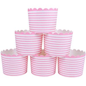 webake full size paper baking cups, 6oz pink cupcake liners for cupcake bath bomb, muffin case, great for valentine's day cupcake baking decoration set of 25 (pink stripe)