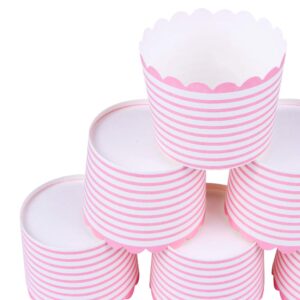 Webake Full Size Paper Baking Cups, 6oz Pink Cupcake Liners for Cupcake Bath Bomb, Muffin Case, Great for Valentine's Day Cupcake Baking Decoration Set of 25 (Pink Stripe)