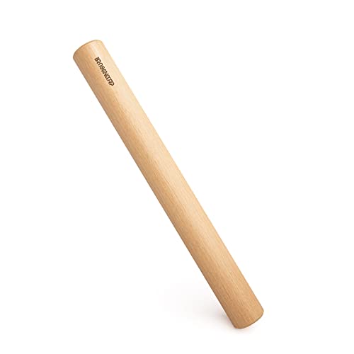 Brosisincorp Wood Rolling Pin For Baking Wooden Pizza Dough Roller Fondant Non Stick Surface Natual Beech Dowel 11 inch by 1.38 inche