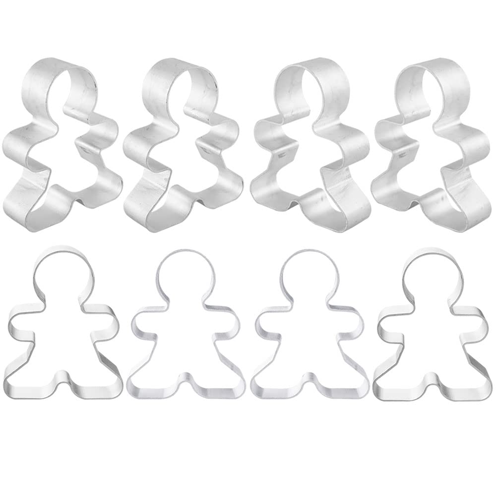 Saktopdeco 8 Counts Gingerbread Metal Cookie Cutter Small Christmas Gingerbread Man Shaped Decorative Cookie Cutters Set