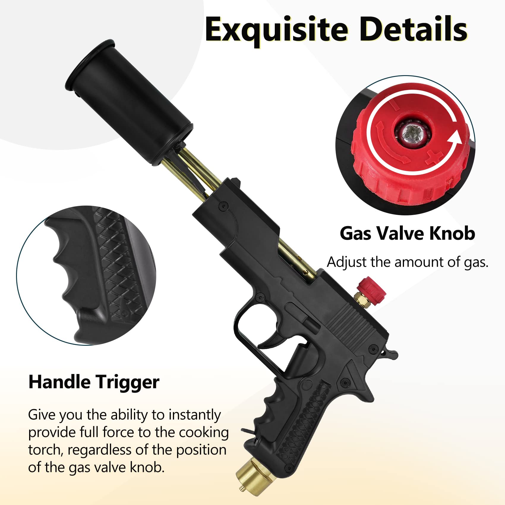 Cooking Propane Torch, Adjustable Kitchen Torch, Portable Flame Thrower Fire Gun, Used for Cooking, Steak, BBQ, Campfire (Stand included, Tank not included)