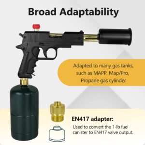 Cooking Propane Torch, Adjustable Kitchen Torch, Portable Flame Thrower Fire Gun, Used for Cooking, Steak, BBQ, Campfire (Stand included, Tank not included)