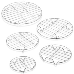5 pieces round cooling rack circular wire rack 12/10 / 9/7 / 6 stainless steel round baking and cooling steaming cake rack