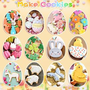 18 PCS Easter Cookie Cutters, 18 Shapes Cookie Cutters for Easter Rabbit Cookie Cutter Bunny Egg Cross Shamrock Butterfly Horse Tulip Flower Sheep Carrot Shape Cookie Cutter