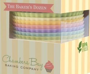 silicone baking cups / 13 reusable nonstick cupcake liners/premium muffin molds - stand alone cupcake holders - no bpa - gift set - 6 designer colors - standard size