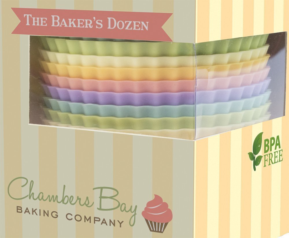 Silicone Baking Cups / 13 Reusable Nonstick Cupcake Liners/Premium Muffin Molds - Stand Alone Cupcake Holders - No BPA - Gift Set - 6 Designer Colors - Standard Size