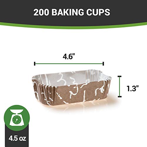 Restaurantware Panificio 4.5 Ounce Baking Cups, 200 Ridged Cupcake Liners - Oven-Ready, Freezable, Brown And White Paper Muffin Cases, Disposable, Chocolate Wisp, For Wedding Parties, Baby Showers