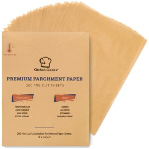 parchment paper baking sheets unbleached non-stick precut 12x16 inches will not curl pack of 200