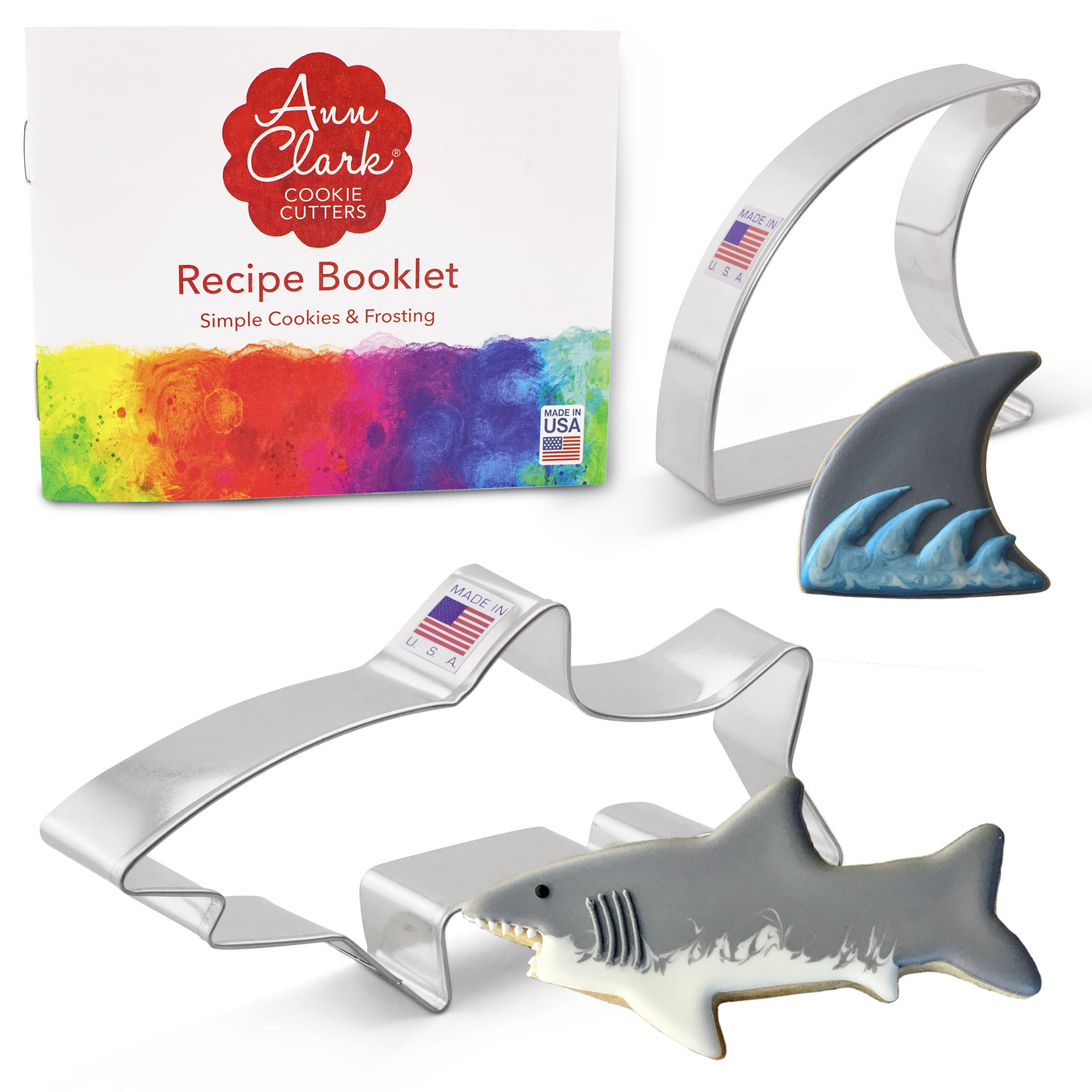 Shark Cookie Cutters 2-Pc. Set Made in USA by Ann Clark, Shark, Fin