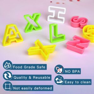 Worldity 41PCS Plastic Mini Cookie Cutter, Mini Alphabet and Number Cookie Cutters, Food Grade Safe Biscuit Cutter Shapes for Baking, Decorating Cake, Fruit and Holiday Cookie