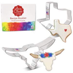texas cookie cutters 2-pc. set made in the usa by ann clark, texas, longhorn
