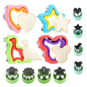 elfkitwang sandwich cutter and sealer set,dinosaur&heart&star sandwich bread cookie cutters -child food grade vegetable cookie mould.(12pcs)