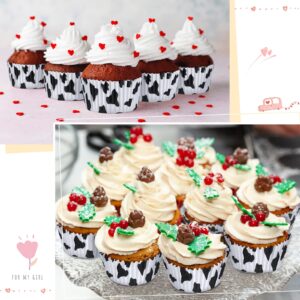300 Count Cupcake Liners Cow Cashew Cupcake Liners Wrappers Baking Cups Cases Cashew Animal Print Cupcake Paper Baking Cups for Wedding Farm Themed Birthday Party (Cow Style)