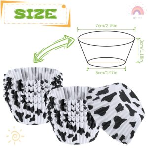 300 Count Cupcake Liners Cow Cashew Cupcake Liners Wrappers Baking Cups Cases Cashew Animal Print Cupcake Paper Baking Cups for Wedding Farm Themed Birthday Party (Cow Style)