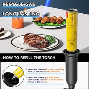 Molgoc Butane Torch with Anti-scalding Device,Stainless Steel Protective Cover,Refillable Kitchen Torch Lighter,Adjustable Flame Guard. (Butane Gas Not Included,Yellow) (yellow)