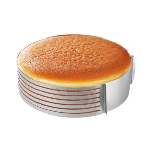 cake slicer, 9-12 lnch adjustable round cake cutter rings, 7 layer stainless steel cake slicing accessories for cutting layers