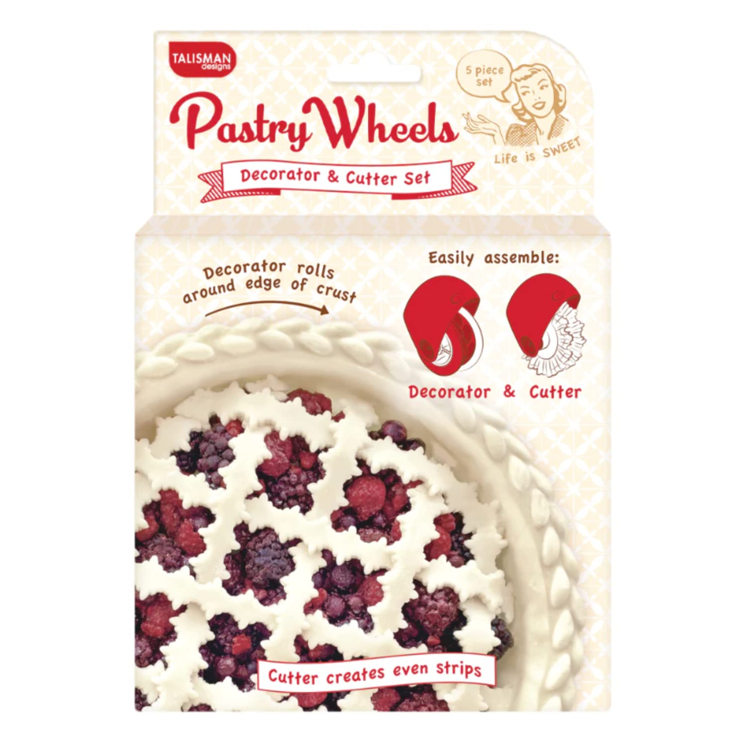 Talisman Designs Pastry Wheel Decorator & Cutter Set | Dishwasher Safe & Food Safe | Pie Crust Cutters | Kitchen Baking Cutters | Pie Decorator | Dough Cutter