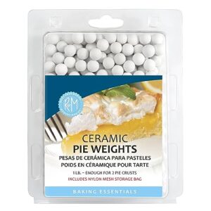 r&m international ceramic pie weights, 1 lb. with mesh storage bag