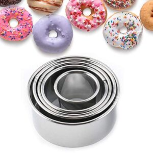 5 pcs stainless steel cookie biscuit cutters - dumpling donut doughnut pastry cutters / round cake cookie scone cutters molds for cooking baking by zdhsoy