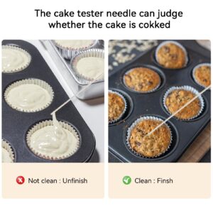 Cake Tester Needle, Reusbale Stainless Steel Cake Testing Probe Stick Cake Skewer Baking Tools for Cake Cupcake, Bread, Biscuit, Muffin, Pancake