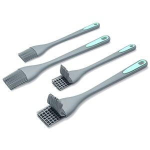 to encounter silicone brush, set of 4 silicone basting pastry brush, prefer for cooking, baking, oil and bbq spreading - built in grid